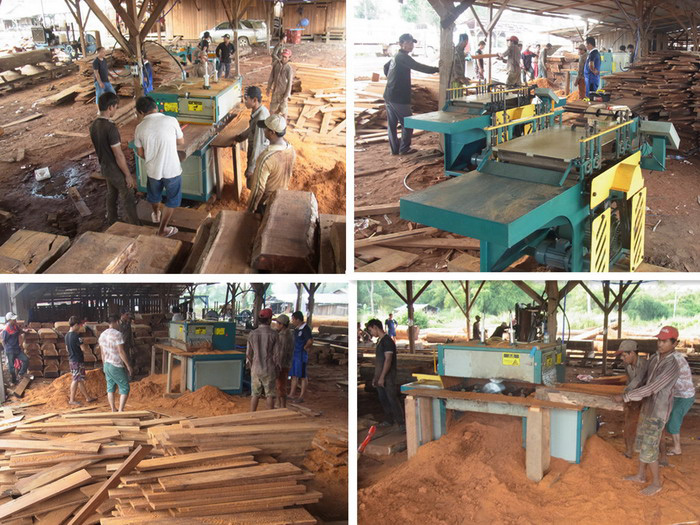 方木多片鋸150型機(jī)械 柬埔寨上丁省 現(xiàn)場加工紅木