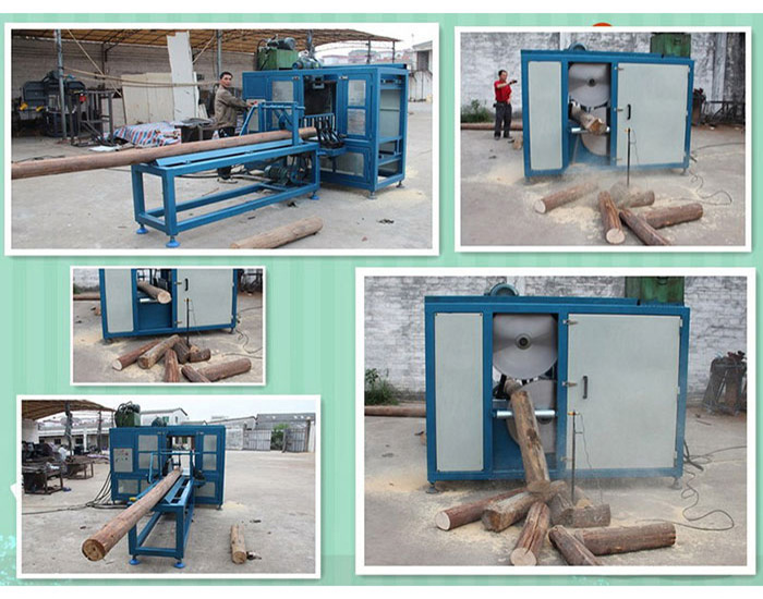 斷木機(jī)-截斷機(jī)-能鋸直徑大500原木-客戶試機(jī)加工現(xiàn)場